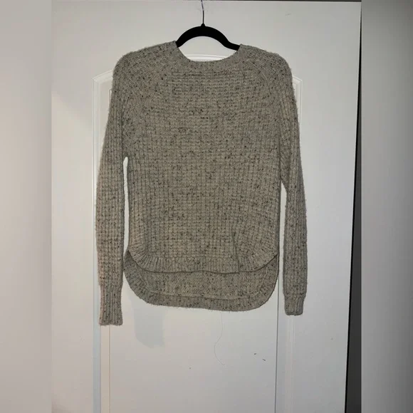 Autumn Cashmere Shirttail Thermal Crew Neck Sweater Beige Heather Sweater XS - Picture 2 of 5
